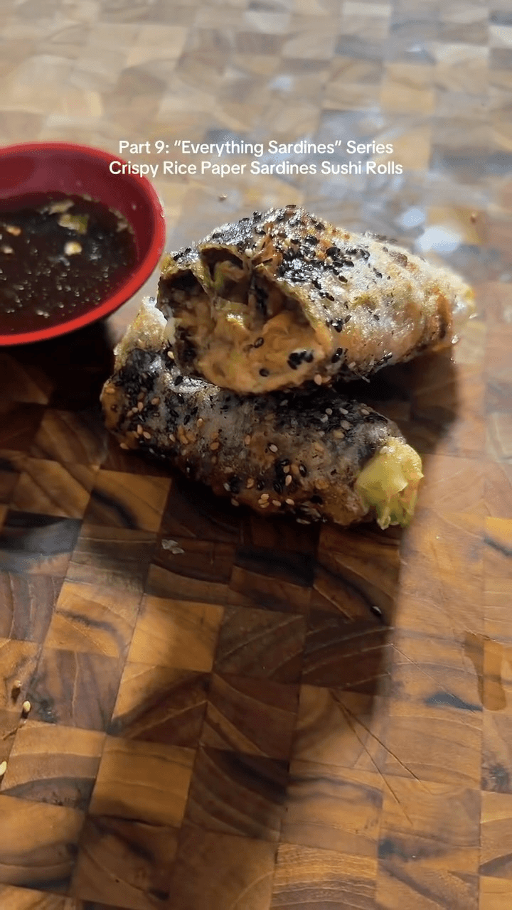 Crispy Rice Paper Sardines Sushi Rolls