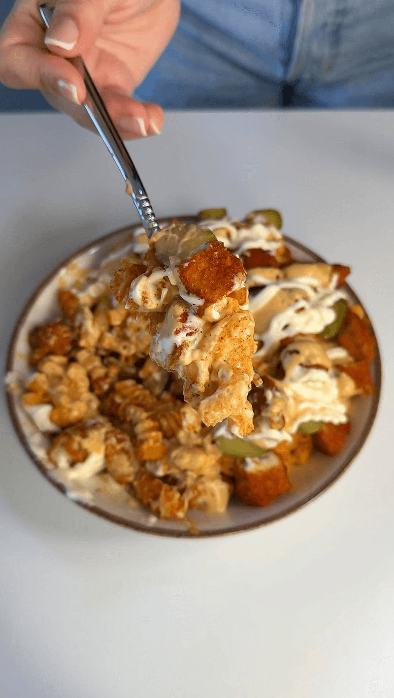 Mac and Cheese Chicken Burger Bowl