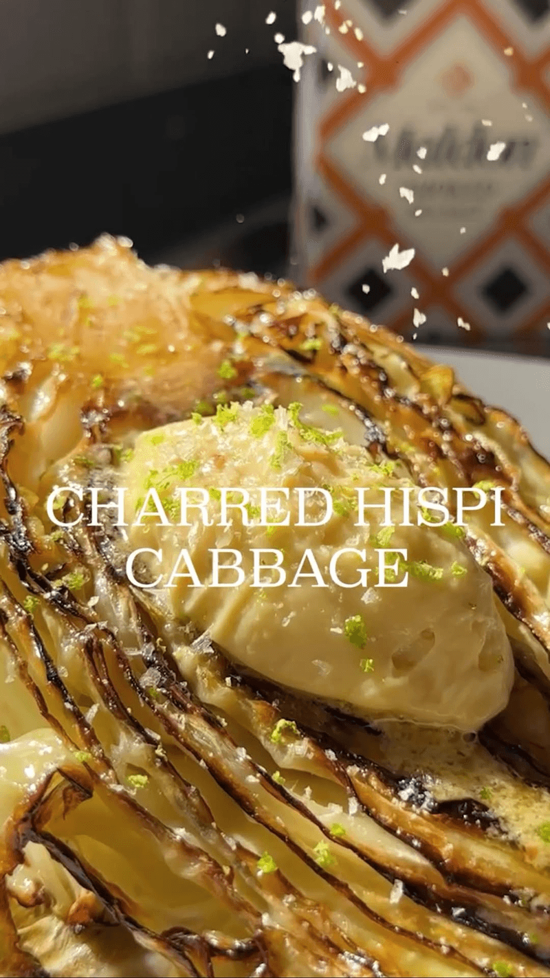 Charred Hispi Cabbage with Miso Butter and Smoked Salt
