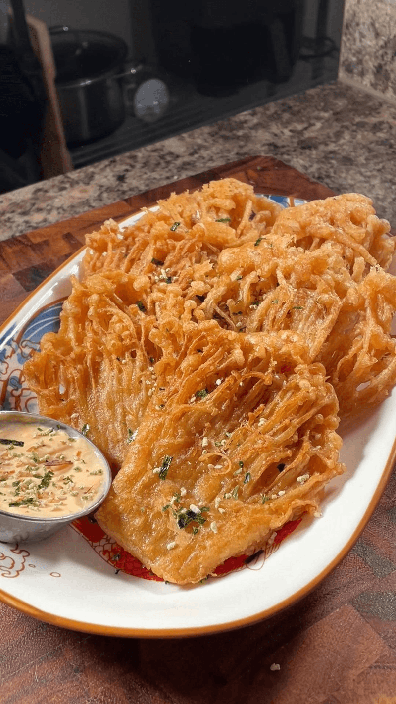 Crispy Fried Enoki Mushrooms