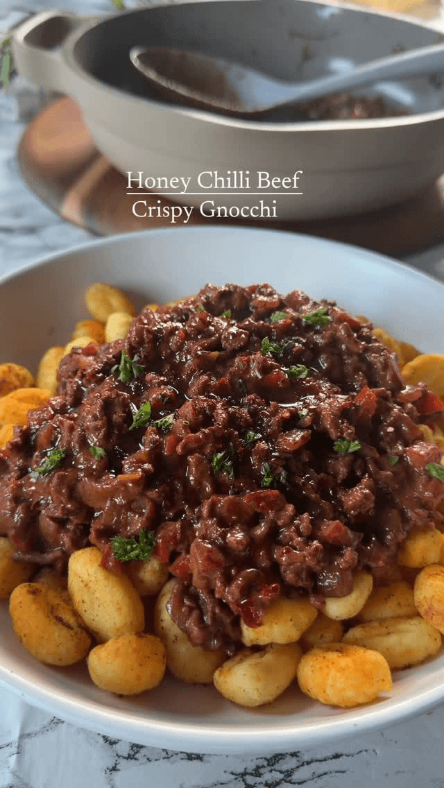 Honey Chilli Beef with Crispy Gnocchi