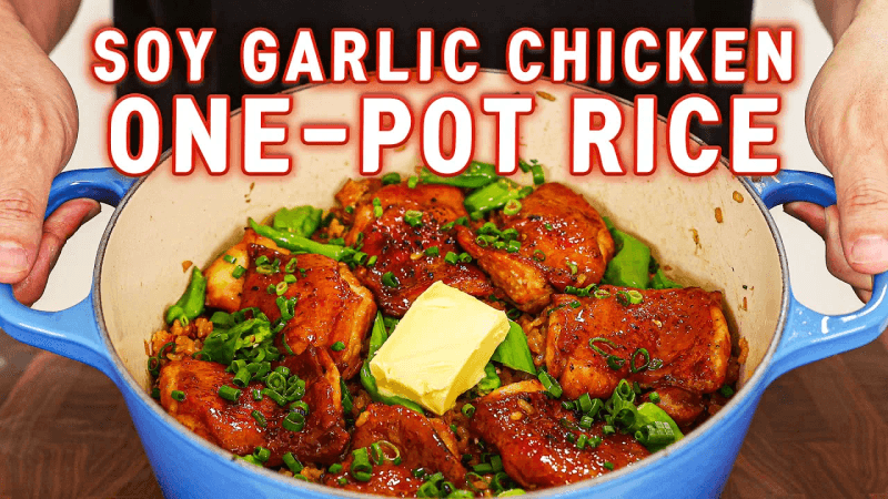 Soy Garlic Chicken One-Pot Rice (Ganjang Chicken Sotbap)