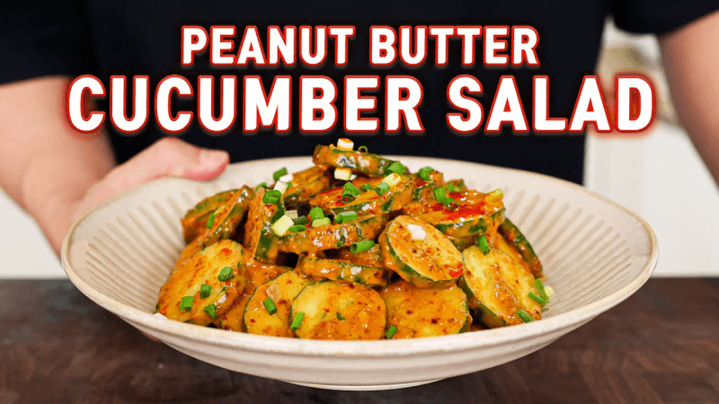 Creamy Peanut Butter Garlic Cucumber Salad Thumbnail